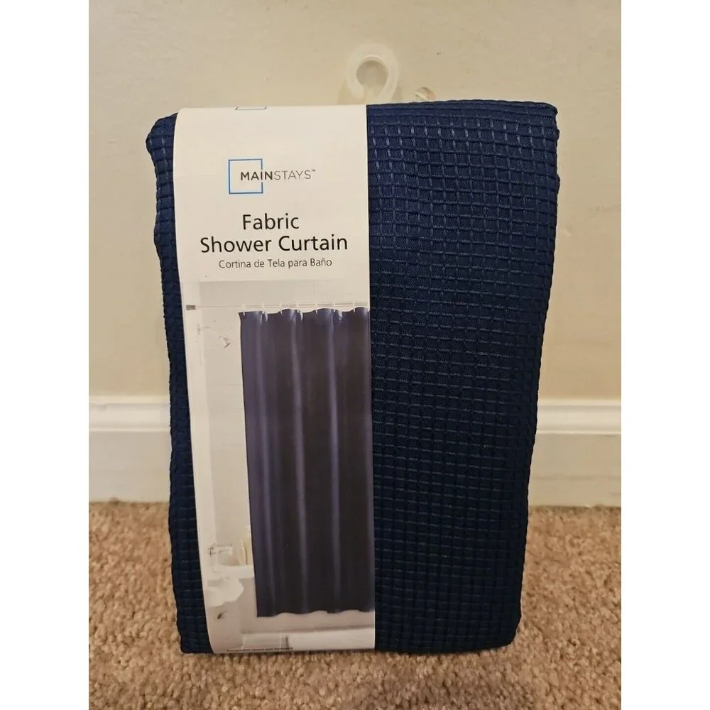 Mainstays Solid Blue Color Fabric Shower Curtain 70'' W x 72'' L New